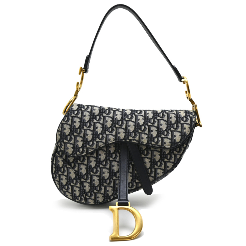Christian Dior Dior Trotter Saddle Bag, Women's Shoulder Canvas, Navy